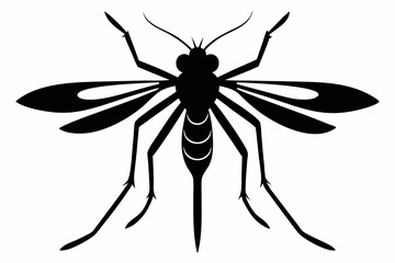 mosquito silhouette line art vector illustration with a white background