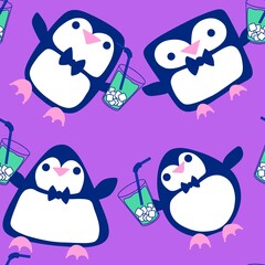Christmas animals seamless penguin pattern for wrapping paper and fabrics