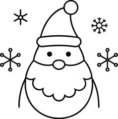 Hand Drawn Santa and Snowflakes Illustration for Christmas.