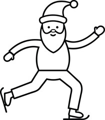 Santa Claus Skating Illustration in Line Art Style.