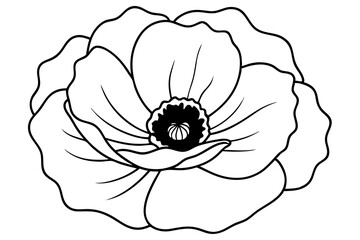 poppy silhouette line art vector illustration with a white background