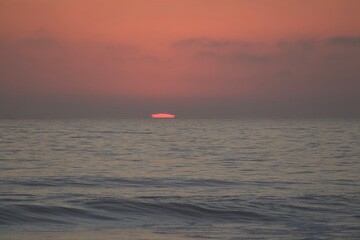Beautiful pink pixelated sun during sunset in pacific beach san diego california
