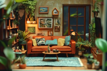 Obraz premium Cozy Bohemian Living Room Interior