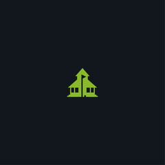 Golf house logo icon flat vector design