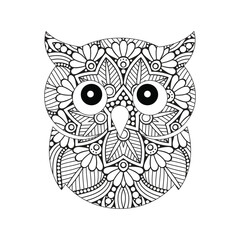 Mandala Owl Adult Coloring Page Printable Design