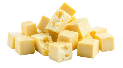 Assorted Cheese Chunks Isolated on Transparent PNG Background for Food Design, Packaging, and Culinary Concepts