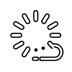Obraz premium minimalist black and white line icon of animated loading spinner creatively combined with mouse pointer and dots for mobile app ux interface