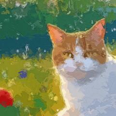Naklejka premium Various oil paintings, flowers, cats, dogs, fruits, landscapes, parrots, tropical leaves, chrysanthemums, butterflies
