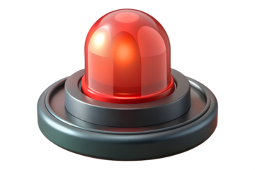 Emergency red light siren illuminated against a black background for safety and warnings