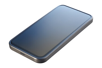 Realistic render of modern smartphone with blank screen isolated against a black background