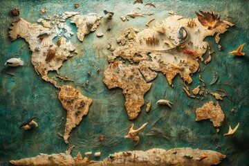 World Map with Mythical Creatures