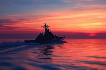 Fototapeta premium Sunset Naval Voyage