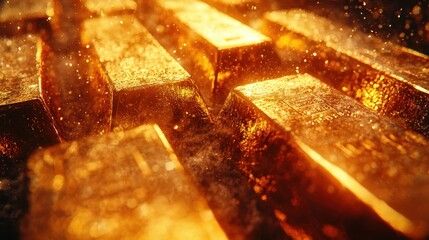 Luminous gold bars wealth luxury and investment concept