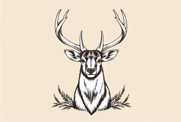 Deer logo design. Minimalistic Deer symbol for logo design. Deer head. Vector illustration. 