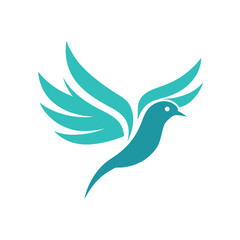 Abstract Dove Logo with Wings in Flight