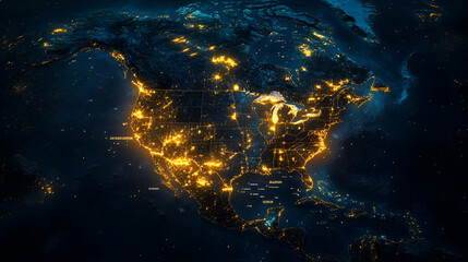 Obraz premium North American Night Lights Satellite View