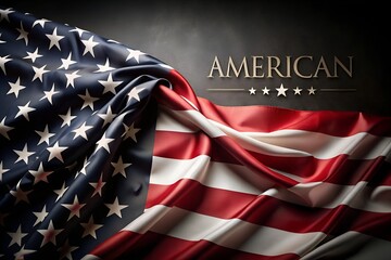 Elegant silk American flag draped across dark background