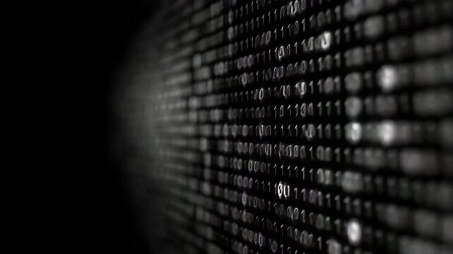 An abstract representation of binary code on a dark background, the pattern of 1s and 0s visually illustrates the essence of digital technology and information processing, sparking intrigue.