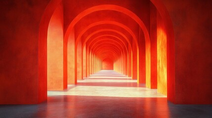 Fototapeta premium Vibrant, terracotta-hued colonnade