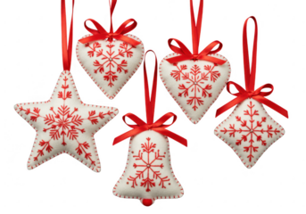 Christmas ornaments with snowflakes isolated on transparent background