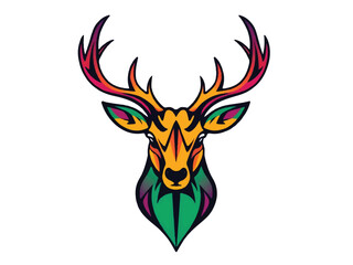 Colorful deer logo design, isolated on white background. Vector illustration. 