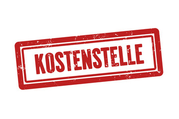 Kostenstelle (Cost center) - A red stamp, isolated on white background.