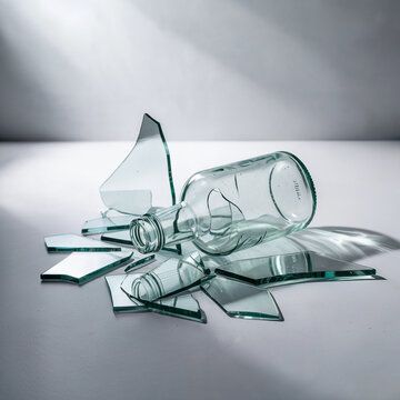 tessons de bouteille en verre cass&eacute;e