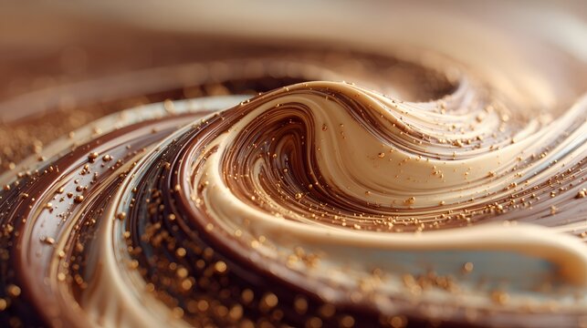 Delicious Chocolate Swirl Texture with Caramel Undertones for Culinary Delights and Background Applications