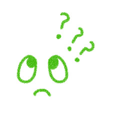 かわいい考える表情の線画イラスト　緑色