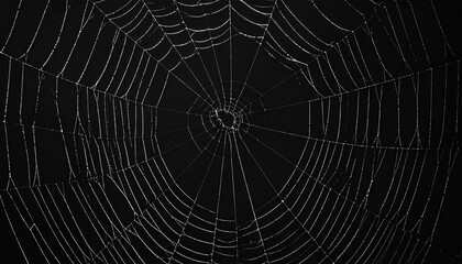 Obraz premium Close Up Of Delicate Spiderweb On Dark Background