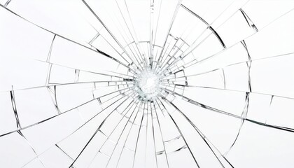 Broken Glass With Radial Cracks On White Background
