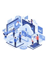 Obraz premium Cloud computing data analysis and management