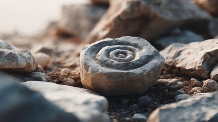 Fossil Stone Spiral Pattern - Natural History, Geology, Paleontology