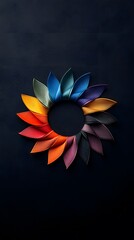 Colorful Ribbon Knots Arranged in a Circular Mandala on Dark Background