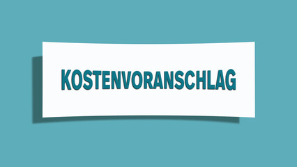 Kostenvoranschlag (Cost estimate) - A card isolated on light green background.