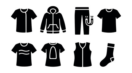 Solid style icons of special needs clothing: easy fastener shirt, adaptive hoodie, magnetic pants, tag-free tee, sensory-friendly top, open back shirt, compression vest, soft seam socks.