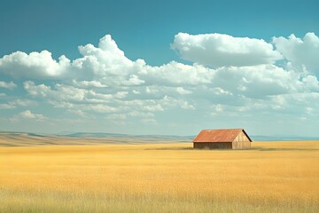 The golden wheat fields shining under the scorching sun