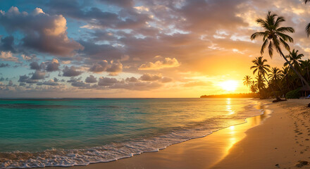 sunset on tropical beach