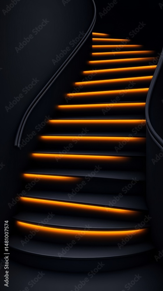 Poster a linear framework and translucent steps define the abstract staircase as it rises upwards against a