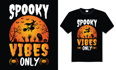 spooky vibes only retro vintage halloween typography design &ndash; eerie aesthetic quote with distressed text style for october party apparel, creepy season decor, and spooky fashion lovers