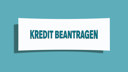 Kredit beantragen (Apply for a loan) - A card isolated on light green background.