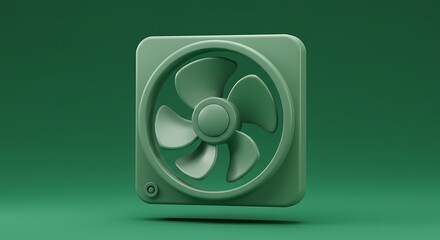 Cooling Fan Unit on Green Background Square Design