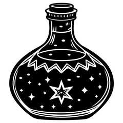 Creative details beautiful Halloween silhouettes. Potion bottle icon Vector Illustration