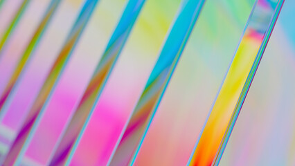 3d neon futuristic glass. Transparent Rainbow Glass. 3D rendering illustration, not AI.
