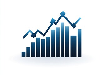 Growth chart with ascending and descending trends, showing progress and fluctuations.  Dark blue bars represent stages of progress,  rising and falling arrows illustrate positive and negative momentum