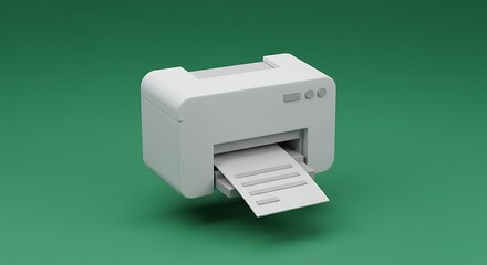 Printing Document Using a White Office Printer on Green Background