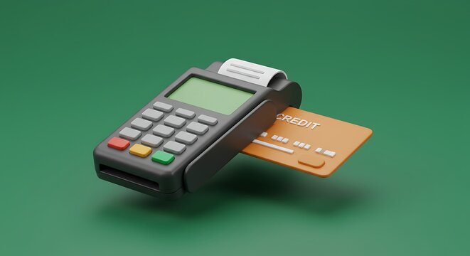 Using Card Reader for Transaction on Green Background