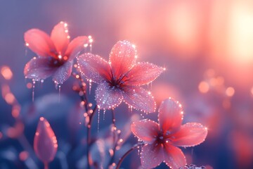 Crystal dewdrops on flowers