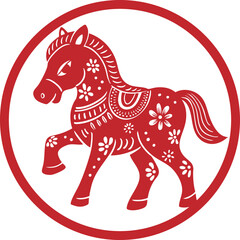 Chinese New Year Horse Illustration – Lunar Zodiac Animal Design