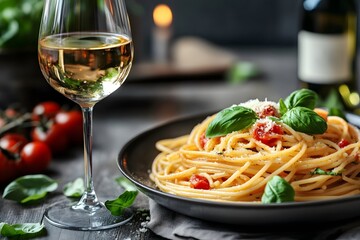 Summer Mediterranean style pasta and white wine